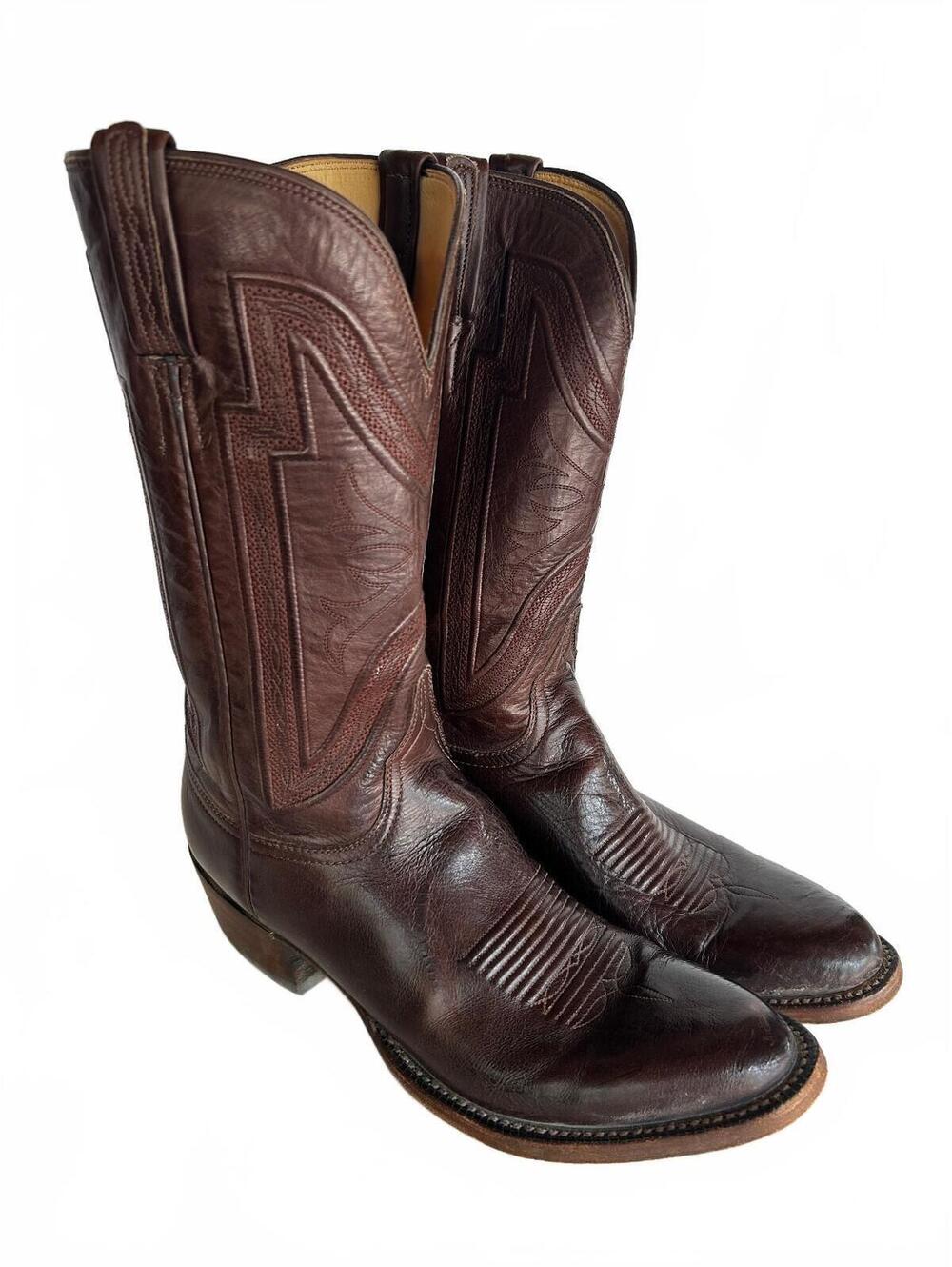 Lucchese Collins Chocolate Buffalo Leather Boots Men’s 10 D